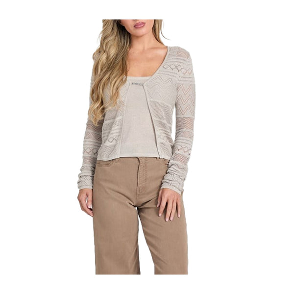 Guess Cardigan Cardigan Donna Traforato a V Grigio - Francavilla Moda
